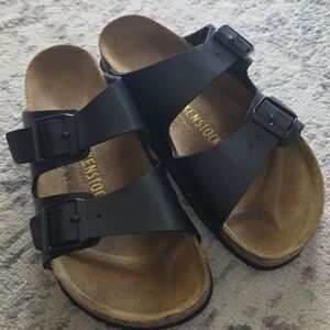 Birkenstock Arizona Birko-Flor Black Leather Sandals Unisex EU 37 L6, M4